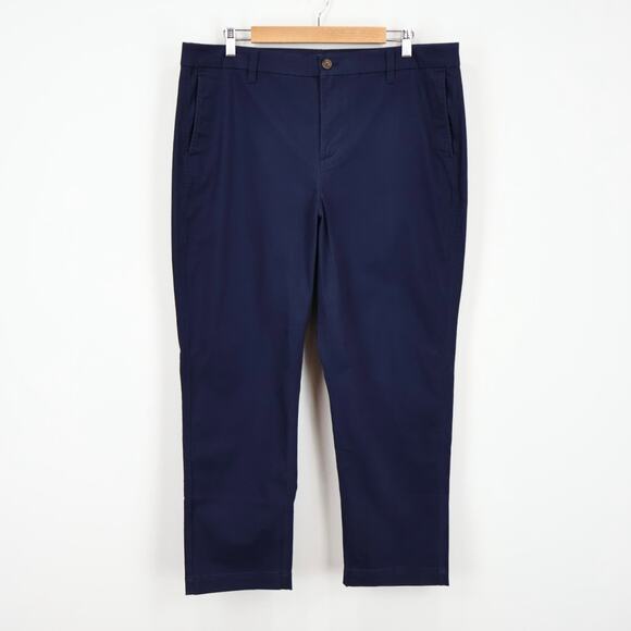 NWT J.Crew Factory High-Rise Straight Leg Girlfriend Chino Pant In Navy Size 16 - Picture 1 of 9